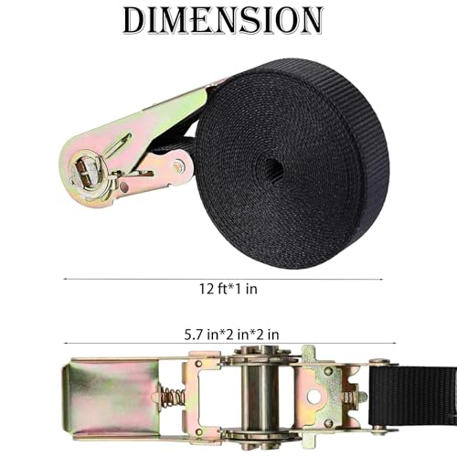 MOOCY Small Ratchet Strap,Heavy Duty Endless Ratchet Tie Down Straps,NO Hook Nylon Black Tie Down Straps for Motorcycles, Kayak - Image 2