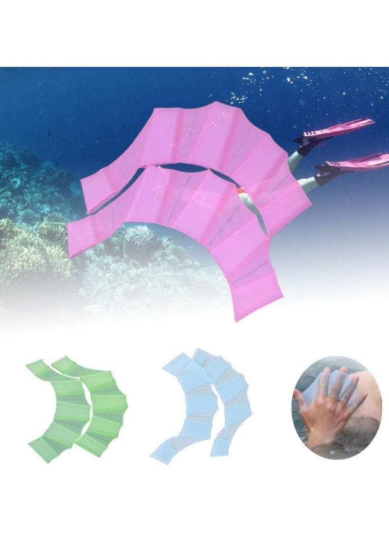 Generic Silicone Swimming Hand Fins Gloves for Kids and Adults to Help with Swimming and Diving, Pink  - Image 1