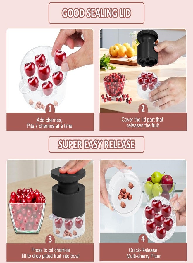 EddHomes Cherry Pitter Tool 7-in-1, Portable Cherries Seed Remover, Fruit Pit Core Remover for Make Fresh Cherry Dishes, Cherry Pie and Jam and Cocktail Cherries - Image 3