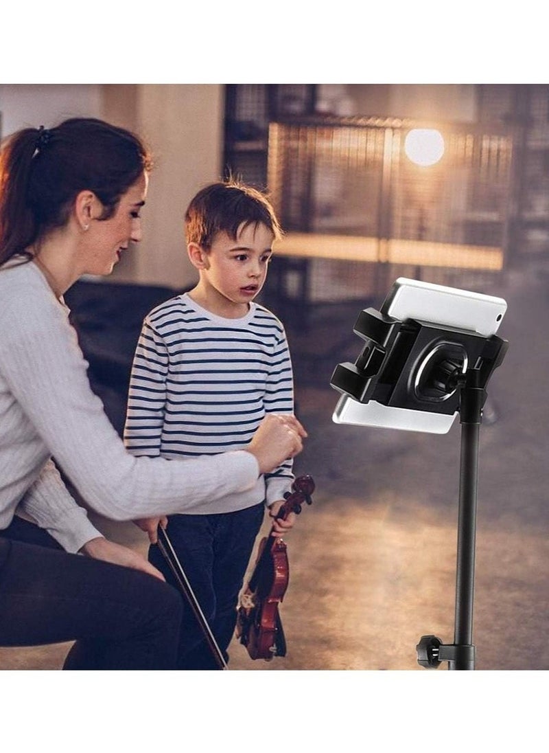 Generic - Tripod Stand Tablet Holder: Adjustable Height Tripod Stand Foldable Phone Holder Phone Tripod Stand Floor Tablet Cradle Bracket for 4.7-12.9 Inch iPhone 13 Pro Samsung Tab iPad Mini Galaxy - Image 1