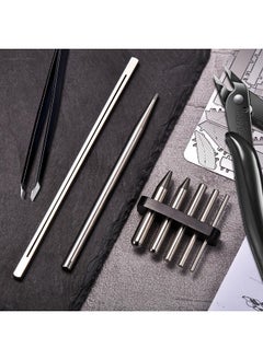 Honoson 12 Metal Model Tool Kits Including 7 Metal Model Long Edge Bending Tools Tab Twisting Tool Cylinder Cone Shape Bend Assist 1 Clipper 4 Metal Tweezers for 3D DIY Metal Jigsaw Puzzles Assembly  - Image 4