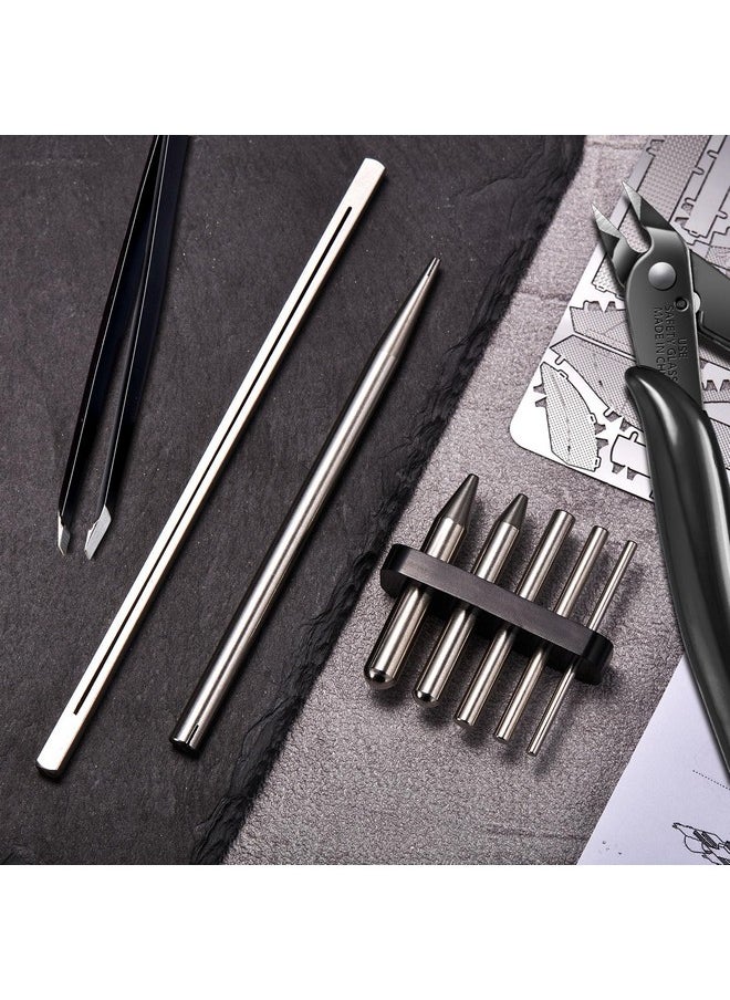 Honoson 12 Metal Model Tool Kits Including 7 Metal Model Long Edge Bending Tools Tab Twisting Tool Cylinder Cone Shape Bend Assist 1 Clipper 4 Metal Tweezers for 3D DIY Metal Jigsaw Puzzles Assembly  - Image 4