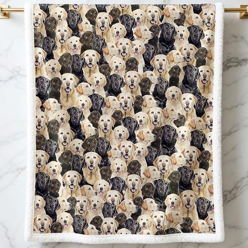 BlessLiving Golden Labrador Retriever Blanket Black Lab Puppy Labrador Retriever Fleece Blanket Fuzzy Dog Blanket Cute Puppy Fleece Blanket Animal Pet Sherpa Blanket Gifts for Women (60 x 80 Inches) - Image 1