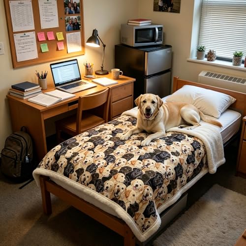 BlessLiving Golden Labrador Retriever Blanket Black Lab Puppy Labrador Retriever Fleece Blanket Fuzzy Dog Blanket Cute Puppy Fleece Blanket Animal Pet Sherpa Blanket Gifts for Women (60 x 80 Inches) - Image 5