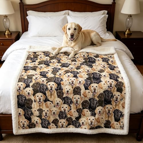 BlessLiving Golden Labrador Retriever Blanket Black Lab Puppy Labrador Retriever Fleece Blanket Fuzzy Dog Blanket Cute Puppy Fleece Blanket Animal Pet Sherpa Blanket Gifts for Women (60 x 80 Inches) - Image 2