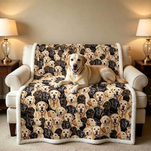 BlessLiving Golden Labrador Retriever Blanket Black Lab Puppy Labrador Retriever Fleece Blanket Fuzzy Dog Blanket Cute Puppy Fleece Blanket Animal Pet Sherpa Blanket Gifts for Women (60 x 80 Inches) - Image 3
