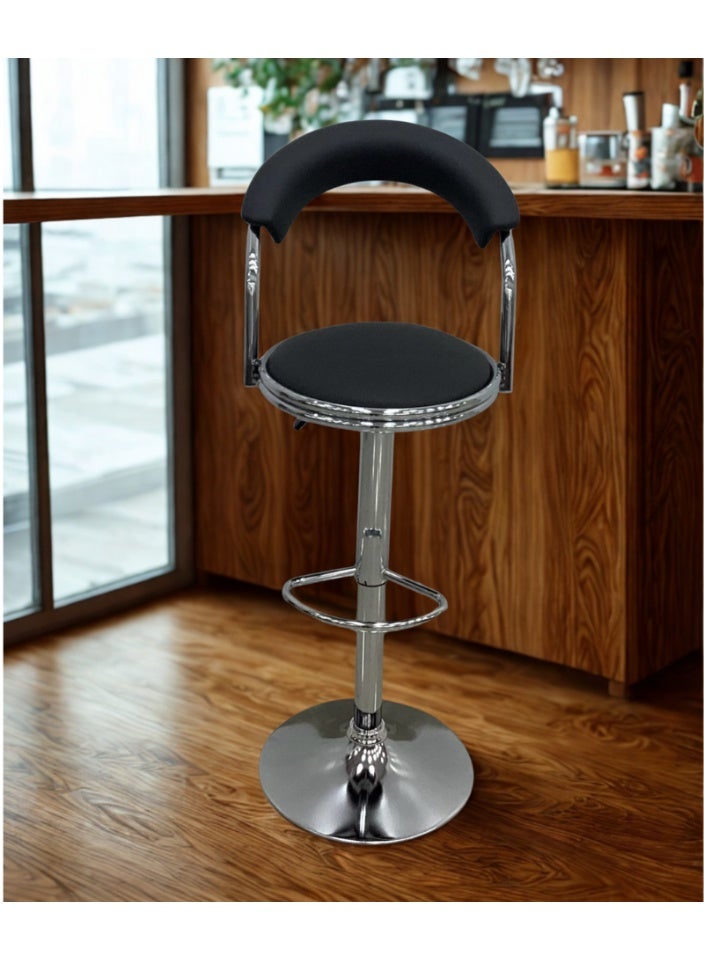 سمارت هوم كرسي بار دوّار مرتفع للمطبخ والمقهى - مقعد بتصميم عصري فاخر مع مسند ظهر ومقعد مبطن قابل لتعديل الارتفاع – كرسي طاولة بار وكاونتر للمطابخ والمطاعم والمقاهي - Image 2