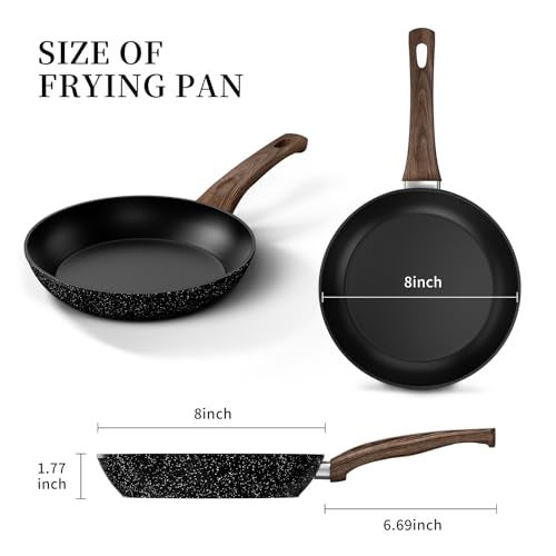 Innerwell Non Stick Frying Pan Frying Pan Nonstick Egg Pan Non Toxic Small Skillet Pans Omelette Pan Induction Compatible PFOA Free Healthy Pans8 Inch Black - Image 3