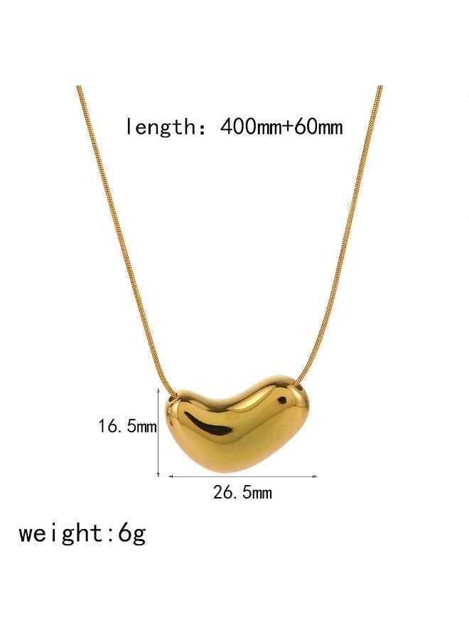 AMETOER 18K Gold Plated Pendant Necklace for Women – Colorfast Stainless Steel Bead Chain, Stylish Collarbone Jewelry - Image 3
