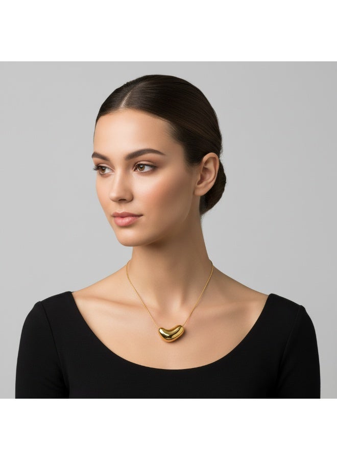 AMETOER 18K Gold Plated Pendant Necklace for Women – Colorfast Stainless Steel Bead Chain, Stylish Collarbone Jewelry - Image 2