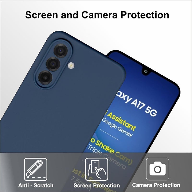SBMS Silicone Back Cover Case for Samsung Galaxy A17 5G / Samsung F17 5G | Soft Micro-Fibre Lining Inside | Camera Protection Bump | Shockproof Back Cover Case for Sam A17/F17 5G (Blue CandyCloth) - Image 4