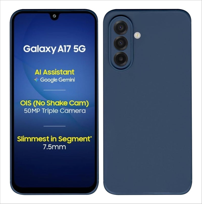 SBMS Silicone Back Cover Case for Samsung Galaxy A17 5G / Samsung F17 5G | Soft Micro-Fibre Lining Inside | Camera Protection Bump | Shockproof Back Cover Case for Sam A17/F17 5G (Blue CandyCloth) - Image 1