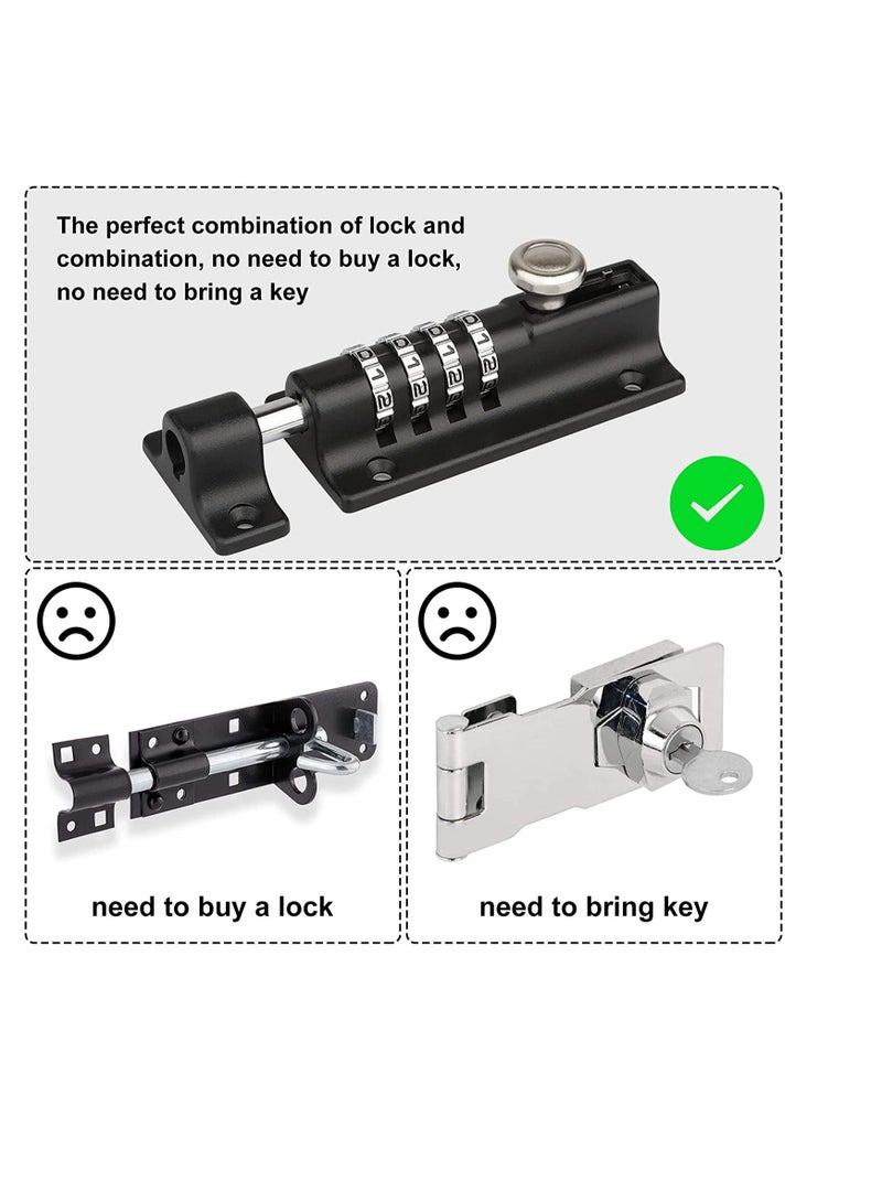 واي آند دي SYOSI Combination Bolt Lock, Weatherproof and Burglar Proof, 120mm Combi-Bolt 4 Digit Unique Locking Bolt, Thicken Solid Zinc Alloy Door Latch Lock for Home, Gate, Shed, Garage, Fence - Image 4