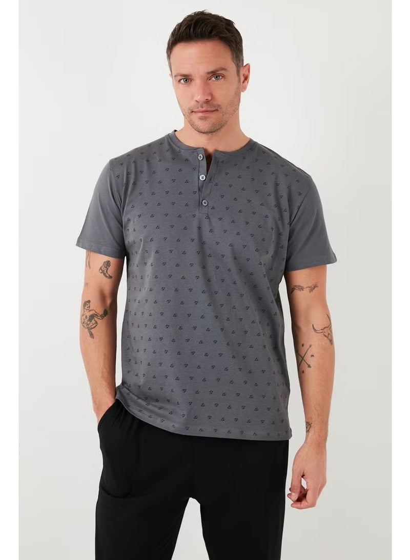 Buratti Cotton Regular Fit Short Sleeve Men's Pajama Set with Elastic Waist 6572009 - Image 3