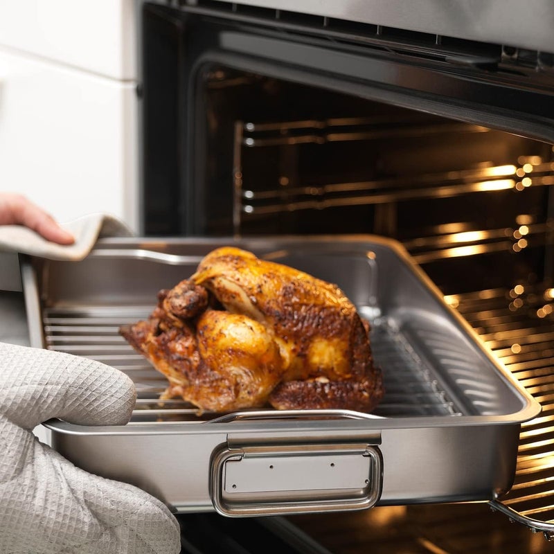 Stainless Steel Rectangular Roaster – Dual Purpose Roasting and Roasting Pan with Removable Grill Stand - Image 2