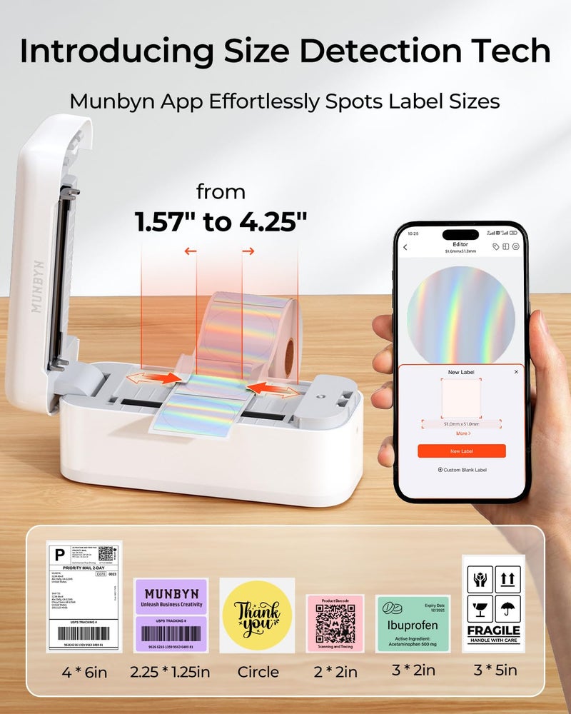 MUNBYN Bluetooth Thermal Label Printer RealWriter RW402B, 4x6 Shipping Label Printer for Small Business, Compatible with Android, iPhone and Windows, Mac, Chromebook, Ebay, USPS, FedEx, Shopify - Image 4