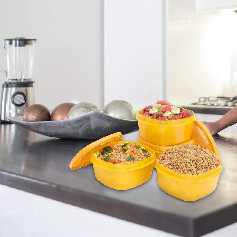 Cutting EDGE SnapTight Containers for Food Kitchen Freezer Storage nestable Stackable Airtight BPA Free Microwave Dishwasher Safe Set of 4 Yellow 15L - Image 2