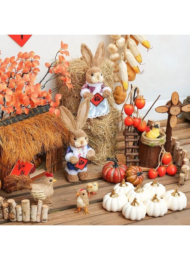 Artificial Pumpkins, 12Pcs Bulk Vintage White Pumpkin Harvest Lifelike Pumpkin Fake Foam Pumpkin for Fall Autumn Halloween Home Thanksgiving Party House Kitchen Wedding Decor - Image 2