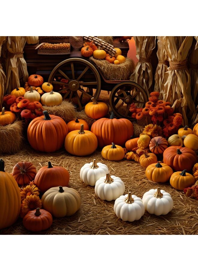 Artificial Pumpkins, 12Pcs Bulk Vintage White Pumpkin Harvest Lifelike Pumpkin Fake Foam Pumpkin for Fall Autumn Halloween Home Thanksgiving Party House Kitchen Wedding Decor - Image 5