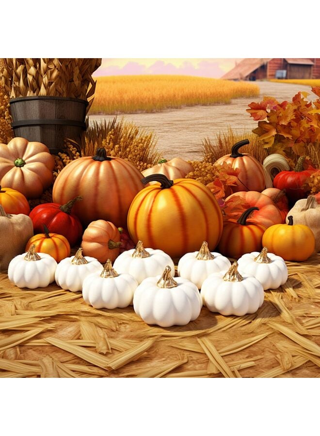 Artificial Pumpkins, 12Pcs Bulk Vintage White Pumpkin Harvest Lifelike Pumpkin Fake Foam Pumpkin for Fall Autumn Halloween Home Thanksgiving Party House Kitchen Wedding Decor - Image 4