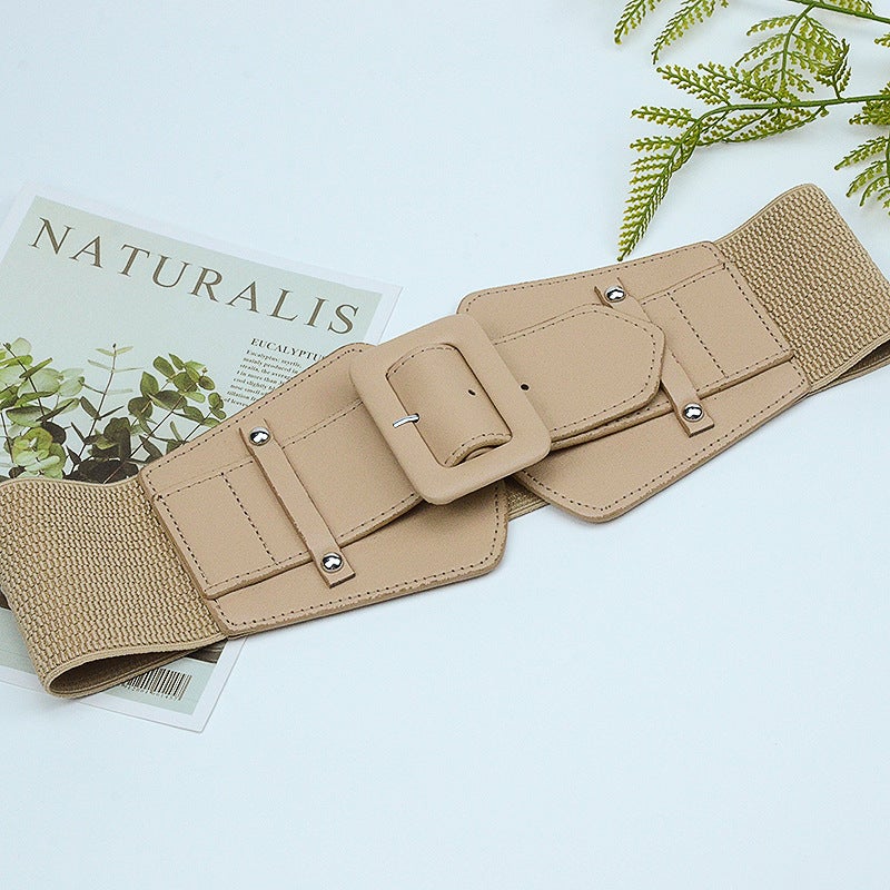 Ladies Elastic Waist Belt Buckle Dress Coat Accessory Leopard print - Image 2