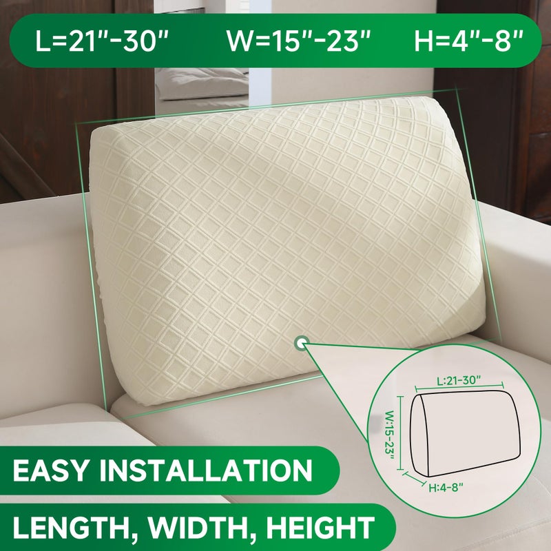 OHSIO Couch Cover, Stretch Sofa Cover, Soft Seat Cushion Covers Washable, Sectional L Shape Sofa Slipcover, Wear Stain Resistant Pet Friendly Furniture Protector for Home(1 Back Cover, Ivory) - Image 2