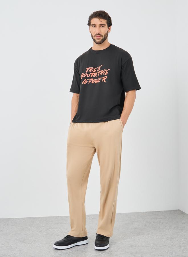 Styli Slogan Print Round Neck Oversized T-Shirt - Image 2