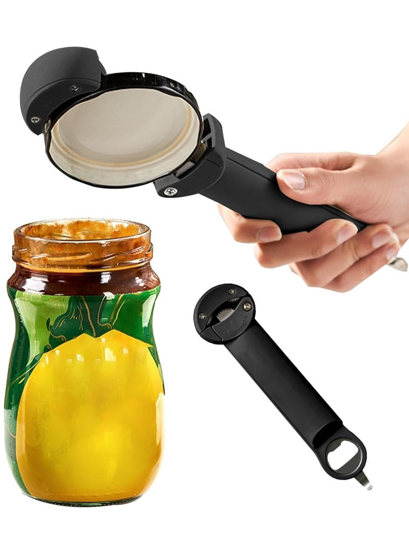 Bukela Multifunctional Retractable Bottle Opener, Portable Manual Can Opener, Stainless Steel Non-Slip Grip Tin Opener for Daily Life, Weak Hands, Children, Elderly, Black - Image 1