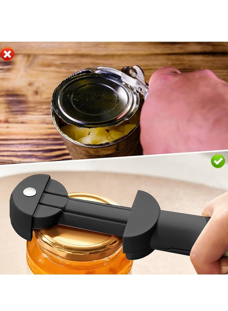 Bukela Multifunctional Retractable Bottle Opener, Portable Manual Can Opener, Stainless Steel Non-Slip Grip Tin Opener for Daily Life, Weak Hands, Children, Elderly, Black - Image 2