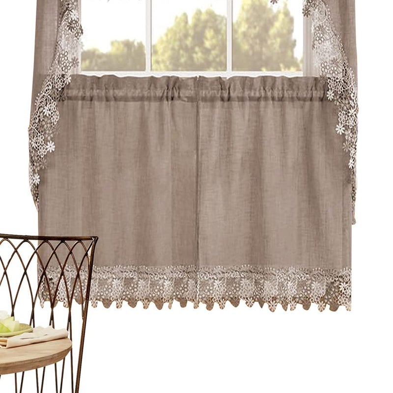 RENAISSANCE HOME FASHION Lillian Tier Pair, 56" X 36", Linen - Image 1