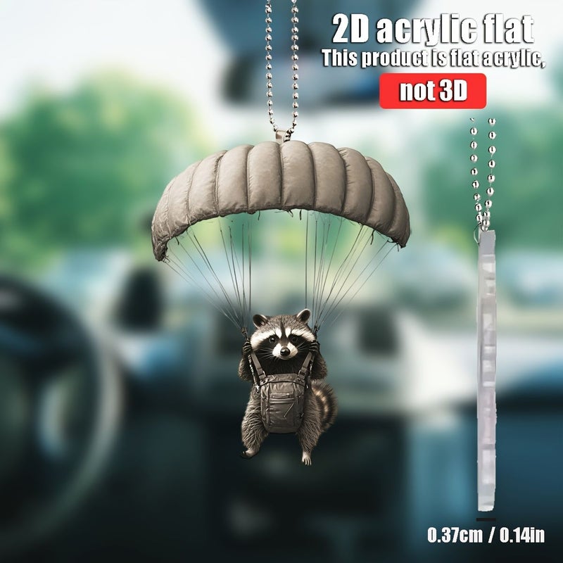 2D Acrylic Raccoon Parachute Pendant Car Accessory Home Decor Keychain - Image 5