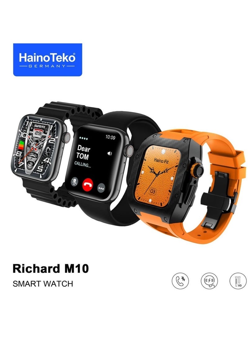 Haino Teko - Richard M10 Smart Watch for Men and Boys – Wireless Charging, Inbuilt Protection Case, Heart Rate Monitor, Fitness & Sleep Tracker, Waterproof Design, 3 Stylish Strap Options, Smart Notifications, Compatible with Android & iOS Devices - Image 1