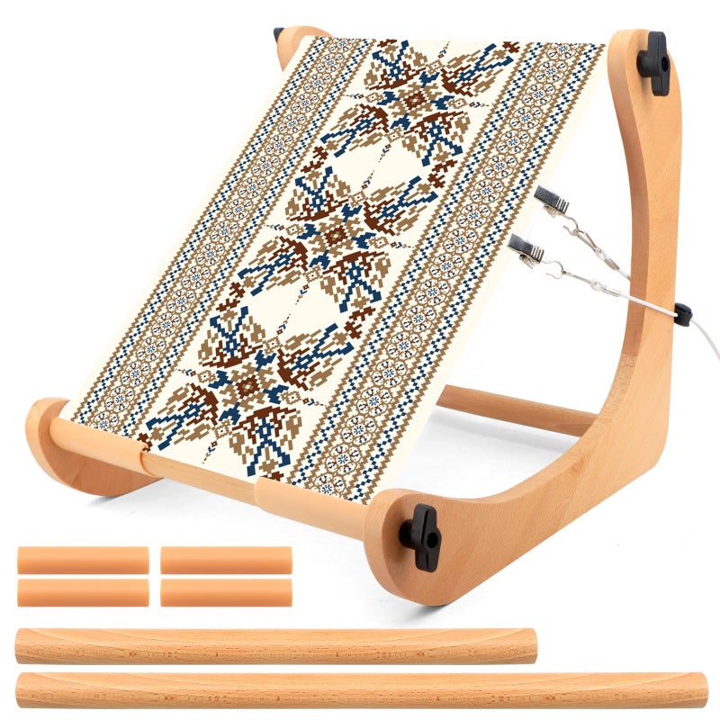 ZOCONE Adjustable Width Embroidery Stand with 2 Sizes Rod (11.8" and 15.75"), Cross Stitch Frame with Side Securing Cords, Cross Stitch Stand for Lap or Table Top with Greater Stability - Image 1