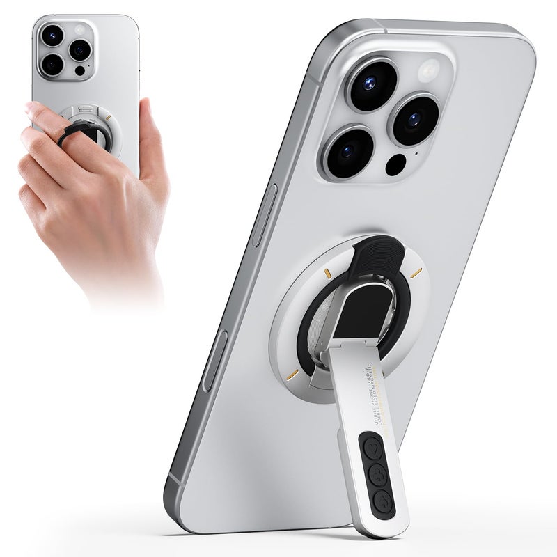 TODI for MagSafe Phone Grip Stand, 3-in-1 Magnetic Finger Ring Holder with Double-Sided Magnet, Fidget Toy Design, Magnetic Phone Stand for iPhone 16/15/14/13/12 Series (White) - Image 1
