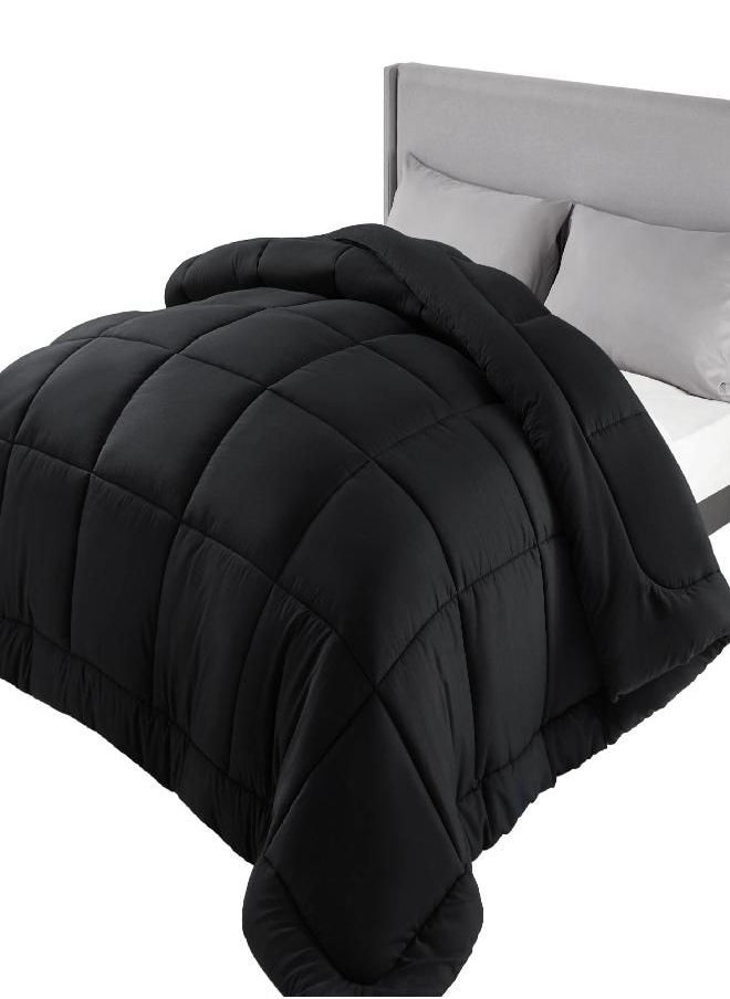 Bedsure Bedsure Duvet Insert Full Comforter Black - All Season Quilted Down Alternative Comforter for Full Bed, 300GSM Mashine Washable Microfiber Bedding Comforter with Corner Tabs  - Image 1
