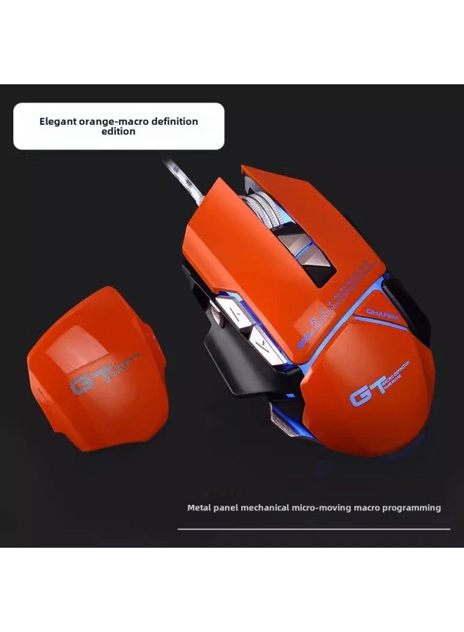 Mute Game Mouse كمبيوتر مكتبي ميكانيكي سلكي، كمبيوتر محمول مخصص للرياضات الإلكترونية، حصان رعي الدجاج، مقهى الإنترنت، الأشخاص الصامتون - اللون: 【سعر نهاية العام لإصدار الرياضات الإلكترونية】 برتقالي - Image 1