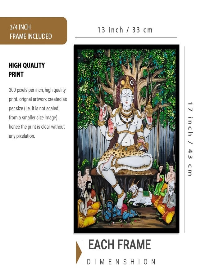 walllane Shree Dakshinamurthy Wall Frame for Pooja Room, Office Decor Dakshinamurthy Wall Frame Dakshinamurthy Photo Big Size Guru Dakshinamurti Wallpaper Set Of 1 (Art 4, (13 X 17 inch), Framed) - Image 2