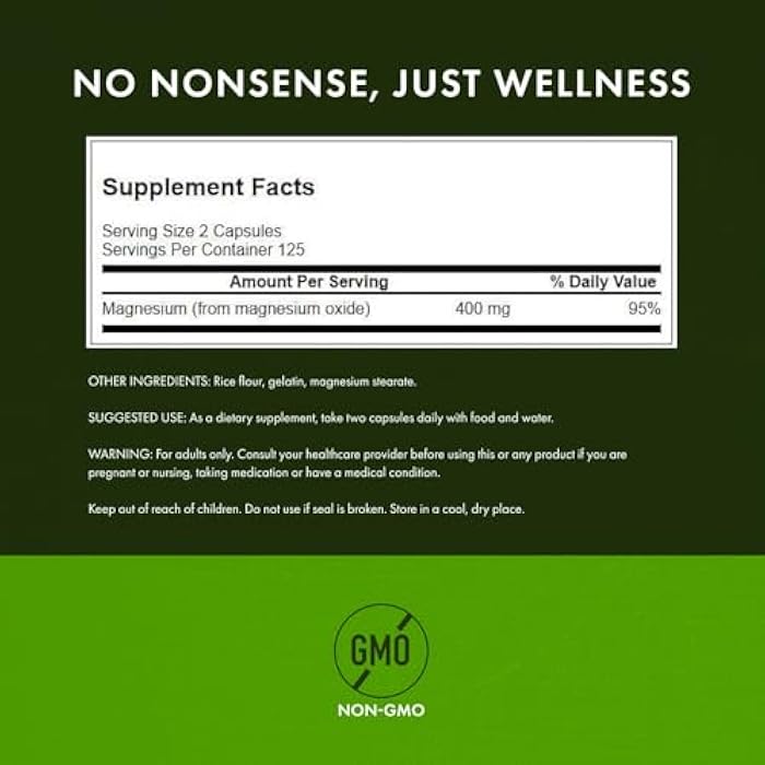 Swanson Magnesium 200 Milligrams 250 Capsules - Image 3