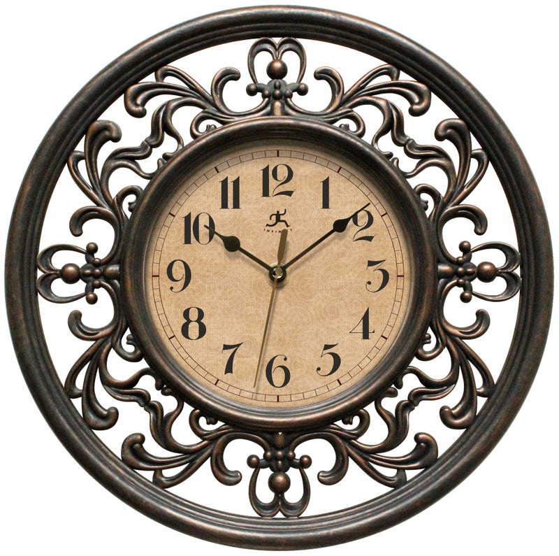 Infinity Instruments 12 inch Sofia Classic Traditional Indoor Round NonTicking Silent Battery Operated Easy to Read Wall Clock for Living Room Bedroom Kitchen Home Office Black