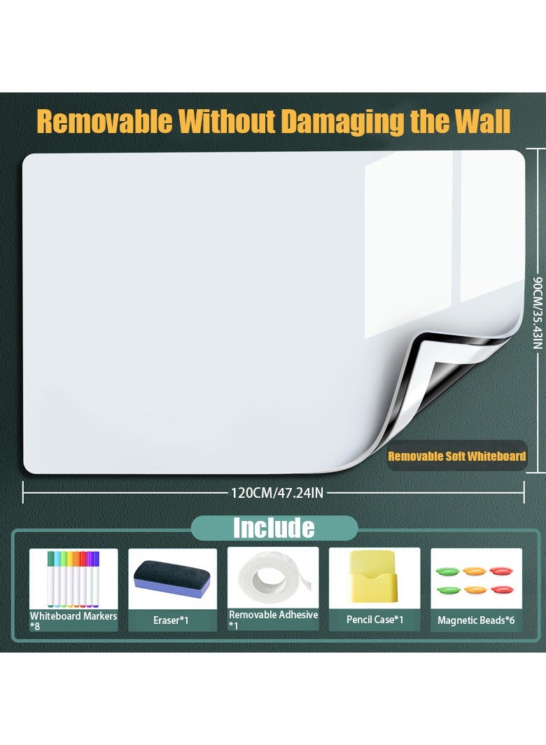 TAPIT Dry Erase Whiteboard Paper Magnetic White Board with New Dirt Repellent Technology Whiteboard for Wall Magnetic Dry Erase Board for DIY Projects Family Interaction and Creative Learning Message Board Office Memo (90x120cm) - Image 2