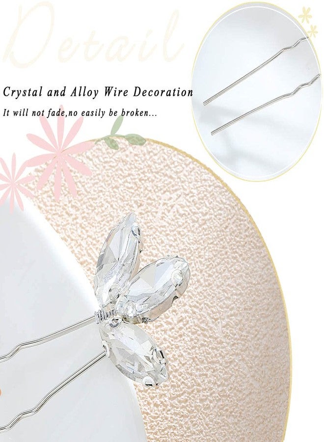 EARENT دبابيس شعر زفاف EARENT مزينة بالأحجار اللامعة فضية لعرائس النساء - Image 5