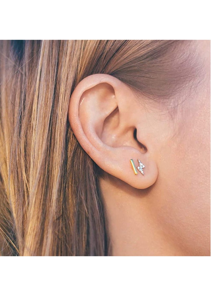 Elegant 14K Gold Tone Bar Stud Earrings for Women, Perfect Gift for Girls and Fashion Lovers - Image 2