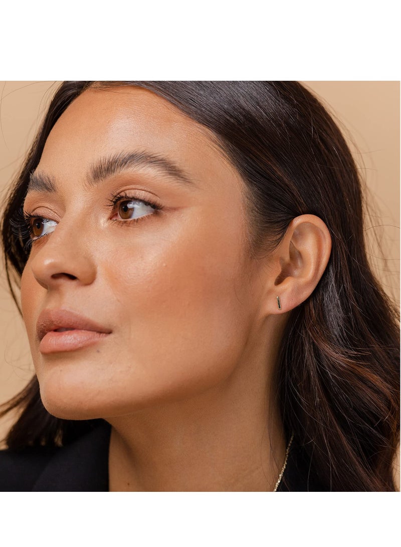 Elegant 14K Gold Tone Bar Stud Earrings for Women, Perfect Gift for Girls and Fashion Lovers - Image 4