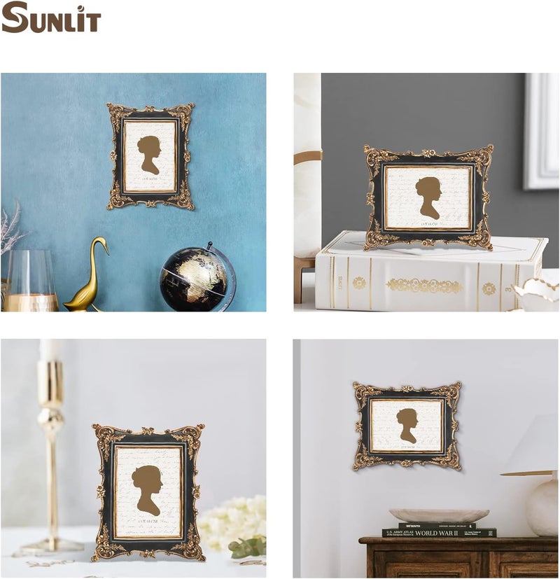 Sunlit Vintage Picture Frame 5x7 Inch, Luxury Antique Photo Frames with Glass Front, Photo Display, Tabletop Wall Hanging, Gift Ideas, Black - Image 4