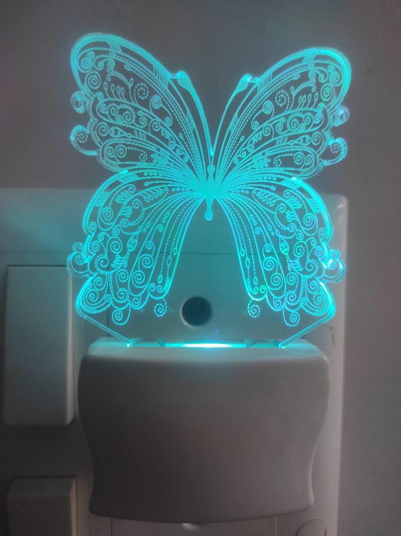 UNJIYA 3D Latest Butterfly Design Night Lamp for Home/Gift� (Size� 3 Inch) Multi Color - Image 1