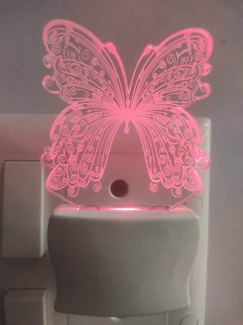 UNJIYA 3D Latest Butterfly Design Night Lamp for Home/Gift� (Size� 3 Inch) Multi Color - Image 2