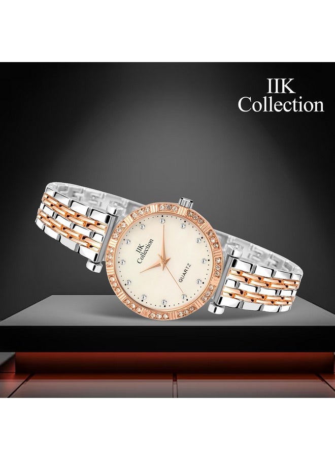 اي اي كيه كوليكشن - ساعة IIK COLLECTION النسائية الأنيقة المصنوعة من الفولاذ المقاوم للصدأ (مينا بيضاء وحزام متعدد الألوان) - Image 1