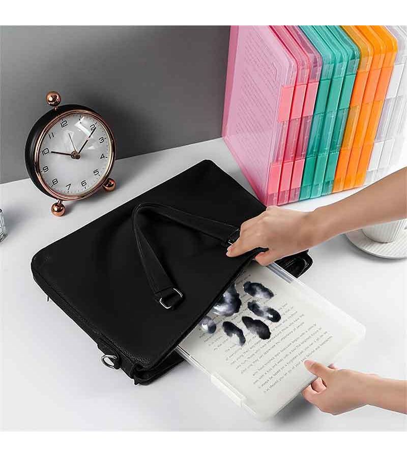 1pc Pink Dog Paw Print Transparent Plastic A4 Pp Binder With Double Layer Document Storage Portable Office Pet Themed Organization For Contracts Receipts Certificates Durable - Image 2