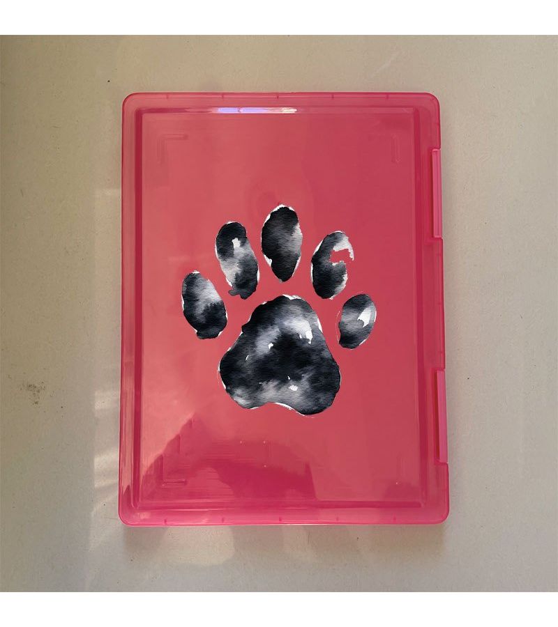 1pc Pink Dog Paw Print Transparent Plastic A4 Pp Binder With Double Layer Document Storage Portable Office Pet Themed Organization For Contracts Receipts Certificates Durable - Image 3