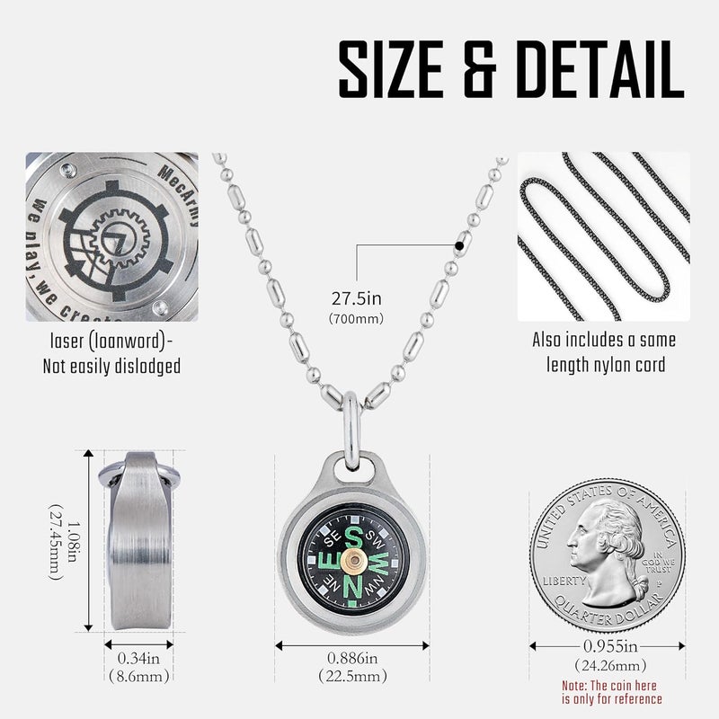 MecArmy CMP Titanium/Brass EDC Compass - Teardrop Design with Glow in the Dark Feature - Image 3